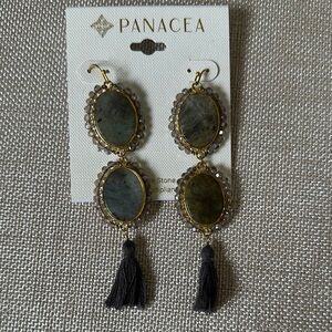 Panacea Gold and Gray Earrings with Dangle Design